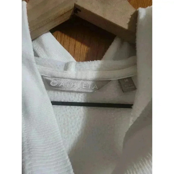 Athleta Hoodie Womens Medium White Tulip Back Sweater Thumb Cuff Casual - Picture 6 of 6